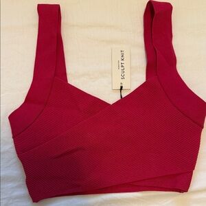 Aritzia Sculpt Knit Crop Top in Raspberry Red